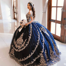Load image into Gallery viewer, Princess Navy Blue vestidos de 15 años Quinceanera Dresses 2021 Sweet 16 Dress Coleccion Charro Ball Gown Prom Gowns