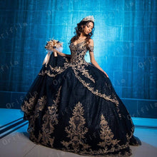 Load image into Gallery viewer, Princess Navy Blue vestidos de 15 años Quinceanera Dresses 2021 Sweet 16 Dress Coleccion Charro Ball Gown Prom Gowns