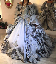 Load image into Gallery viewer, Fantasy Princess Gothic Quinceanera Dresses with Long Sleeves Off the Shoulder Lace Hallowmas Prom Party Gown vestidos de 15 año