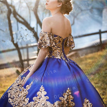 Load image into Gallery viewer, Royal Blue Sweet 16 Quinceanera Dress Sequined Sparkly Lace Pageant Party Dress Ball Gown Mexican Girl Birthday Gown