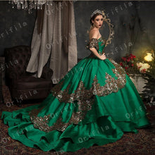 Load image into Gallery viewer, Royal Blue Sweet 16 Quinceanera Dress Sequined Sparkly Lace Pageant Party Dress Ball Gown Mexican Girl Birthday Gown