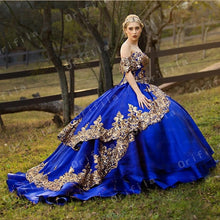 Load image into Gallery viewer, Royal Blue Sweet 16 Quinceanera Dress Sequined Sparkly Lace Pageant Party Dress Ball Gown Mexican Girl Birthday Gown