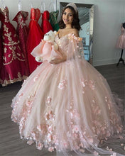 Load image into Gallery viewer, 2021 Pink White Princess Quinceanera Dress with Cape Wrap Appliques Sequins Flowers Party Sweet 16 Gown Vestidos De 15 Años XV