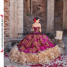 Load image into Gallery viewer, Charro Mexican Quinceanera Prom Dresses Modaensuenonupcial 2021 Off Shoulder Sweet 15 Dress Princesa Misquinceanos Party Gowns