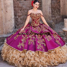 Load image into Gallery viewer, Charro Mexican Quinceanera Prom Dresses Modaensuenonupcial 2021 Off Shoulder Sweet 15 Dress Princesa Misquinceanos Party Gowns