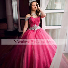 Load image into Gallery viewer, Elegant Vestidos De XV Años Quinceanera Dresses Hot Pink Off Shoulder Charro Mexican Girls Birthday Sweet 16 Gowns
