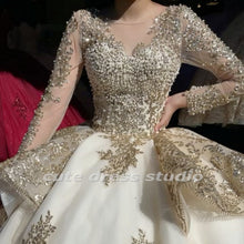 Load image into Gallery viewer, Sparkle Vestidos De 15 Años Gold Sequin Quinceanera Dresses Long Sleeves Beading Charro Mexican Sweet 16 Gowns Court Train