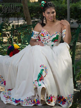 Load image into Gallery viewer, Cara&Alan Charro Embroidery Quinceanera Dresses Off the Shoulder Vestido De XV Años 2021 Sweet 16 Prom Gowns