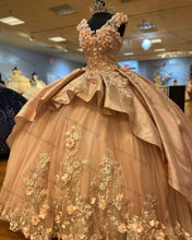 Load image into Gallery viewer, Charro Quinceanera Dresses Champagne Ruffles Sweet 16 Dress Party Wear Sequin Princess Gowns Crystal Vestidos De Xv Años