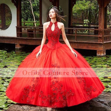 Load image into Gallery viewer, Charro Red Quinceanera Dresses 2021 Lace Appliques Pageant Sweet 15 Birthday Wear Mexican vestidos de XV años abiti da cerimonia