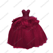 Load image into Gallery viewer, Dark Blue Glitter Sequin Tulle Ball Gown Cheap Quinceanera Dresses Charro XV Sweet 15 Rhinestones Cocktail Formal Dresses
