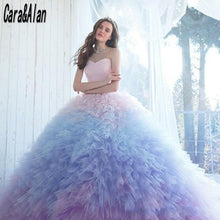 Load image into Gallery viewer, Vintage Gradient Ball Gown Quinceanera Dresses Sweetheart Tulle Ruffled Sweet 16 Prom Gowns Charro vestidos de 15 años