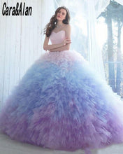 Load image into Gallery viewer, Vintage Gradient Ball Gown Quinceanera Dresses Sweetheart Tulle Ruffled Sweet 16 Prom Gowns Charro vestidos de 15 años