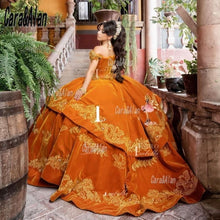 Load image into Gallery viewer, Charro Velvet Embroidery Quinceanera Dresses Beading Off the Shoulder Sweet 16 Dress Custom Made Misquince vestidos de XV años
