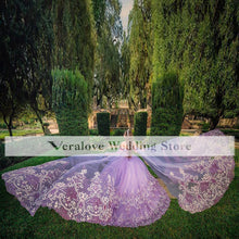 Load image into Gallery viewer, Charro Mexican Vestidos De 15 Años Lilac Quinceanera Dresses With Cape Floral Applqiue Corset Sweet 16 Dress Abiti Da Cerimonia