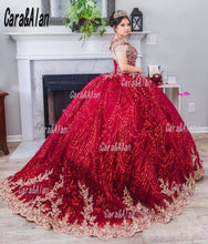 Load image into Gallery viewer, Charro Vestido De15 Años Burgundy Quinceanera Dresses Lace Applique Sequin Mexican Sweet 16 Birthday Prom Gowns Backless