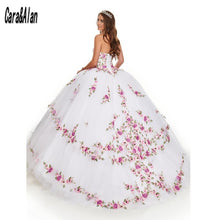 Load image into Gallery viewer, Charro Vestido De XV Años White Quinceanera Dresses with Floral Applique Beading Mexican Sweet 15 Birthday Prom Gowns