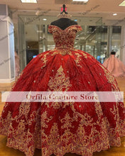 Load image into Gallery viewer, Charro Vestido De15 Años Red Quinceanera Dresses Lace Applique Sequin Mexican Sweet 16 Birthday Prom Gowns Real Images