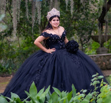 Load image into Gallery viewer, Vestidos De 15 Años Plus Size Black Quinceanera Dresses With Cape Applique Beading Charro Mexican Ball Gown Sweet 16 Dress