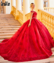 Load image into Gallery viewer, Charro Vestidos De XV Años Red Quinceanera Dresses Appliques Off The Shoulder Beading Mexican Sweet 15 Dress Pageant Gowns