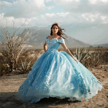 Load image into Gallery viewer, Charro Quinceanera Dresses With 3D Floral Flowers Off Shoulder Sweet 16 Dress Party Wear Princess Gowns Vestidos De Xv Años