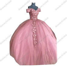 Load image into Gallery viewer, Romantic Dusty Pink Off the shoulder Cheap Ball Gown Dresses for Quinceanera Formal Birthday Party 15 Anos XV Charro