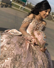Load image into Gallery viewer, Charro Mexican Princess Quinceanera Dresses Long Sleeves Applique Beading Sweet 16 Quinceanos Pageant Gowns vestidos de XV años