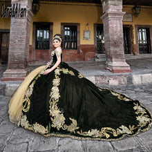 Load image into Gallery viewer, Charro Vestidos De XV Años Hunter Green Quinceanera Dresses Embroidery Beading Velvet Sequin Mexican Sweet 15 Birthday Wear