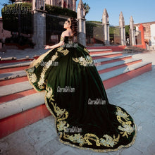 Load image into Gallery viewer, Charro Vestidos De XV Años Hunter Green Quinceanera Dresses Embroidery Beading Velvet Sequin Mexican Sweet 15 Birthday Wear