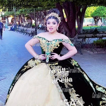 Load image into Gallery viewer, Charro Vestidos De XV Años Hunter Green Quinceanera Dresses Embroidery Beading Velvet Sequin Mexican Sweet 15 Birthday Wear