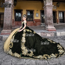Load image into Gallery viewer, Charro Vestidos De XV Años Hunter Green Quinceanera Dresses Embroidery Beading Velvet Sequin Mexican Sweet 15 Birthday Wear
