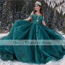 Load image into Gallery viewer, Charro Quinceanera Dresses Off the Shoulder Green Mexican Ball Gown Sweet 16 Vestidos 15 Anos Party Wear