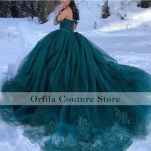 Load image into Gallery viewer, Charro Quinceanera Dresses Off the Shoulder Green Mexican Ball Gown Sweet 16 Vestidos 15 Anos Party Wear