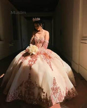 Load image into Gallery viewer, Bling Charro Sequin Appliques Quinceanera Dresses With Removeable Sleeve Sweetheart Bead Crystal Prom Dress 2021 Lace Sweet 15
