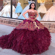 Load image into Gallery viewer, Vestidos De XV Anos Floral Charro Lace Quinceanera Prom Dress Embroidery Princess Sweety 16s Girls Masquerade gowns