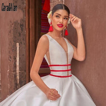 Load image into Gallery viewer, Charro Mexican Vestido De XV Años White Embroidery Quinceanera Dresses Satin Deep V Neck Girls Sweet 15 Birthday Prom Gowns