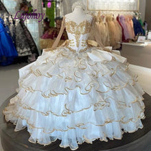Load image into Gallery viewer, Elegant Long Sleeve Lace Quinceanera Dresses Ball Gown Mexican Tulle Princess Masquerade Sweet 16 Prom Dress 15 year old
