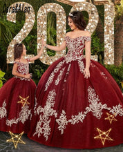 Load image into Gallery viewer, Vestidos De 15 Años Burgundy Quinceanera Dresses Lace Applique Sweet 16 Dress Off the Shoulder Mexican Prom Gowns 2021