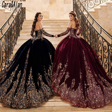 Load image into Gallery viewer, Vestidos De 15 Años Navy Blue Quinceanera Dresses with Detachable Sleeves Lace Applique Sweet 16 Dress Mexican Prom Gowns 2021