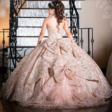 Load image into Gallery viewer, Beaded Lace Pink Chrro Ball Gown Quinceanera Party Dress Sweetheart Vestidos De XV Anos Ball Gown Prom Dress