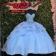 Load image into Gallery viewer, Light Sky Blue Quinceanera Dresses Ball Gown Long Lace Appliques Puffy Sweet 16 Dress Graduation Celebrity Party Gowns