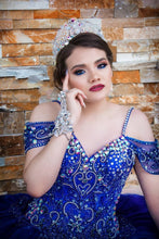 Load image into Gallery viewer, Royal Blue Beads Crystal Quinceanera Dresses Puffy Skirt Vestidos Para XV Años Sweet 16 Dress robe de soirée