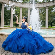 Load image into Gallery viewer, Gold Ball Gown Quinceanera Dress Lace Applique Beaded Sweet 16 Dress vestido de 15 anos off the Shoulder Pageant Party Gowns