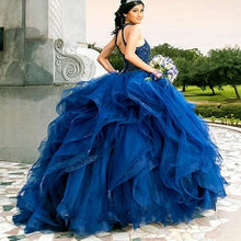 Load image into Gallery viewer, Gold Ball Gown Quinceanera Dress Lace Applique Beaded Sweet 16 Dress vestido de 15 anos off the Shoulder Pageant Party Gowns