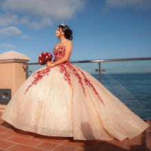 Load image into Gallery viewer, vestidos de quinceañera Sweetheart Champagne Quinceanera Dress Sequined Lace Princess Girl Sweet 16 Ball Gown Prom Dress