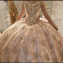 Load image into Gallery viewer, Pink vestidos de 15 años Quinceanera Dresses Crystal Beaded Sweet 16 Dress Applique Bow Long Ball Gown Prom Gowns