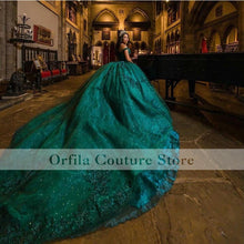 Load image into Gallery viewer, vestidos de quinceañera Green Appliques Lace Prom Dress Off Shoulder Croset Back Girl Party Dress vestidos de fiesta