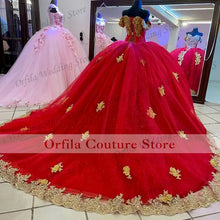 Load image into Gallery viewer, Vestidos de XV años Red Quinceanera Dresses with 3D Flowers Applique Corset Top Beaded Ball Gown Sweet 16 Party Dress