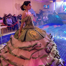 Load image into Gallery viewer, Vestido Mexicano Quinceanera Dresses Off Shoulder Lace Applique Sweet 16 Corset Dress 2021 vestidos de XV años Ball Prom Gowns