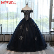 Load image into Gallery viewer, Navy Blue Ball Gown Quinceanera Dresses Plus Size Off Shoulder 15 Years Sweet 16 Puffy Red Mexican Long Prom Dresses For Women